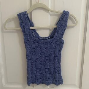 FP Movement by Free People Textured Blue Tank Top